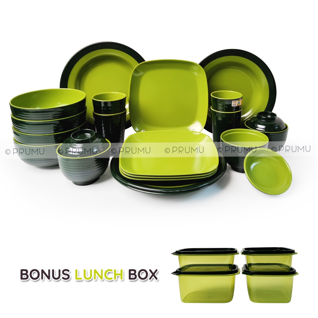 Dinner Set 23 pcs Two Tone Melamine - Gift Set - Dinnerware set - Tableware Set - Golden Dragon