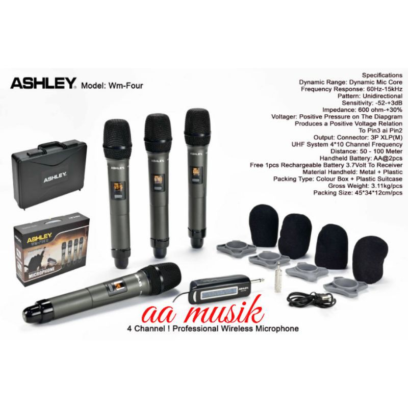 MIC WIRELESS ASHLEY WM FOUR 4 CHANNEL MIC PEGANG ORIGINAL