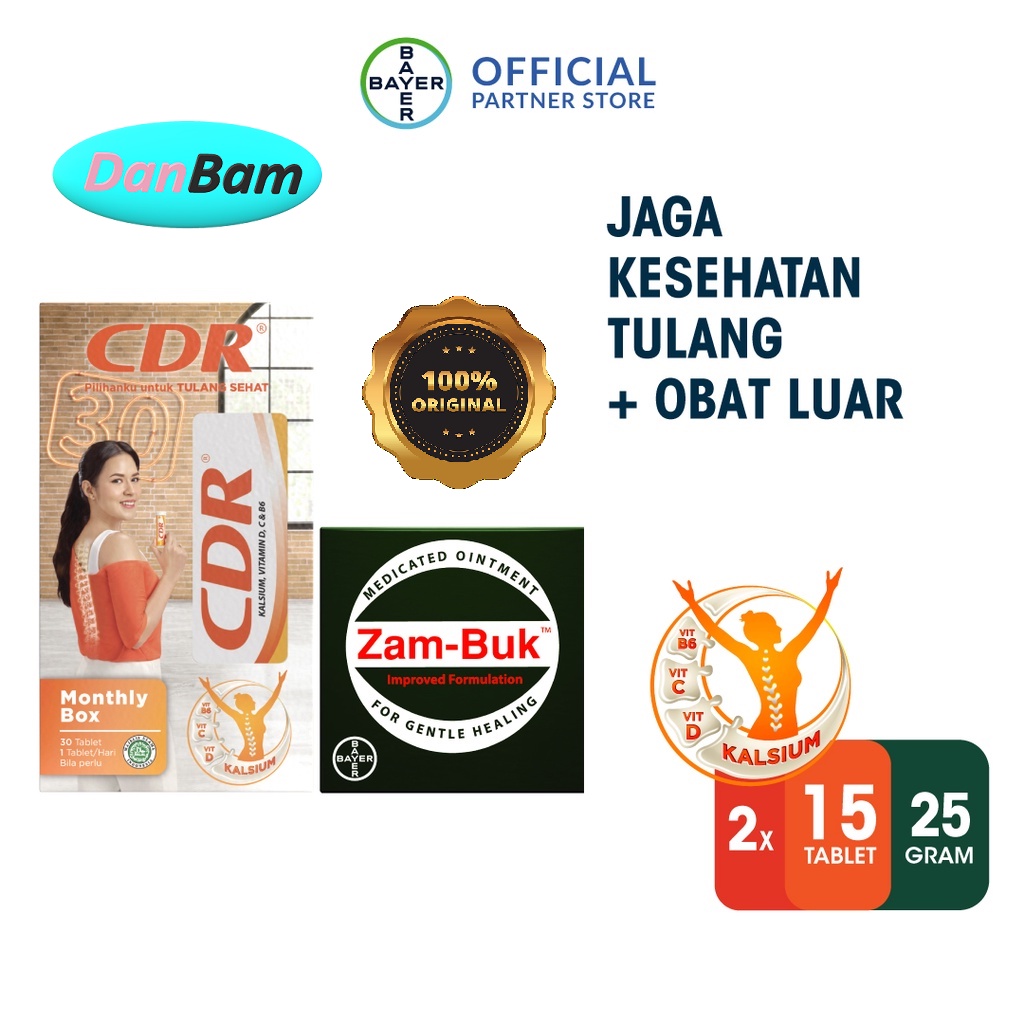 Paket Bulanan - CDR Suplemen Kalsium 30 Tablet &amp; Zambuk obat luar