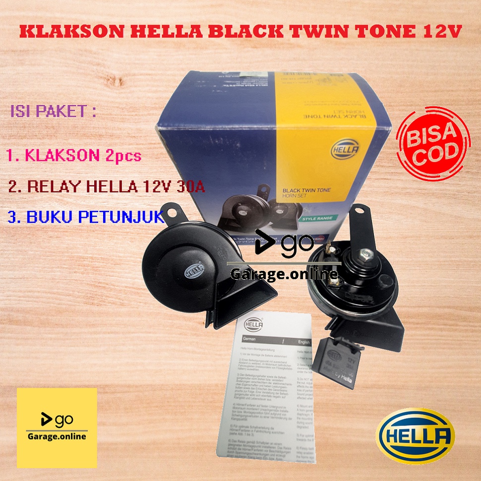 Klakson Keong Hella Black Twin Tone Hitam 12V Untuk semua Mobil dan Motor Original