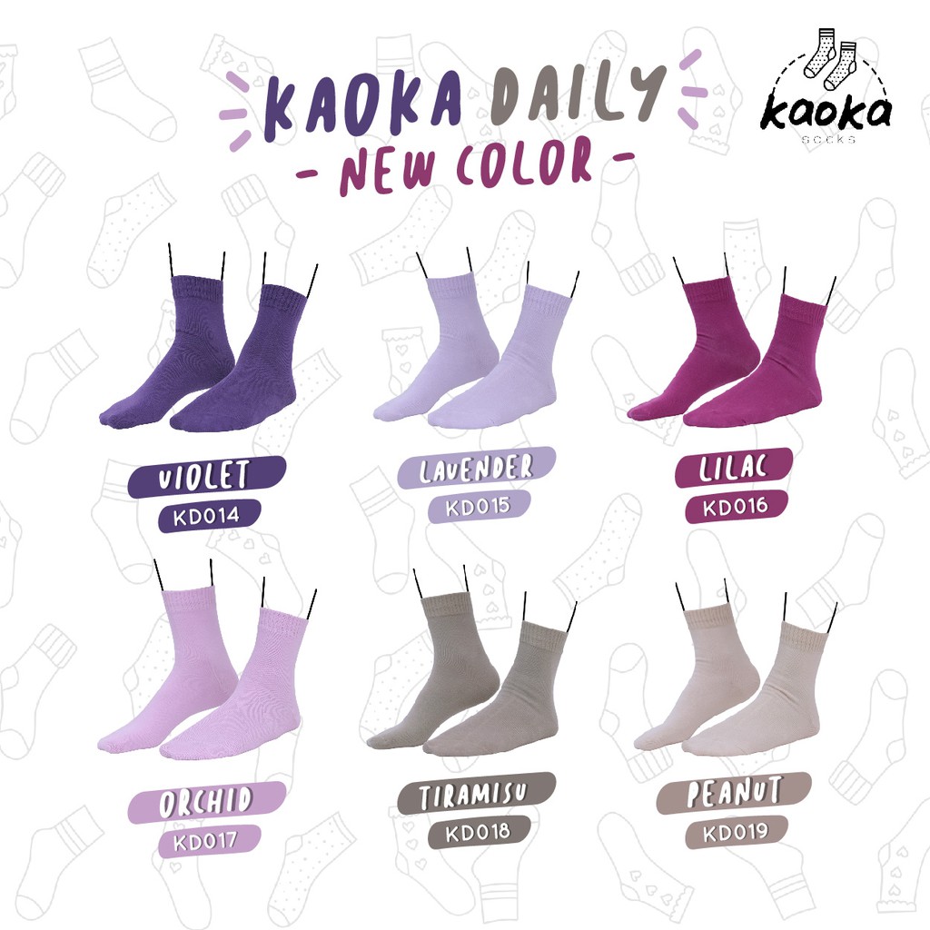 Kaos Kaki Wanita - Kaoka - Bahan Katun Combed - Beragam Warna Polos &amp; Motif