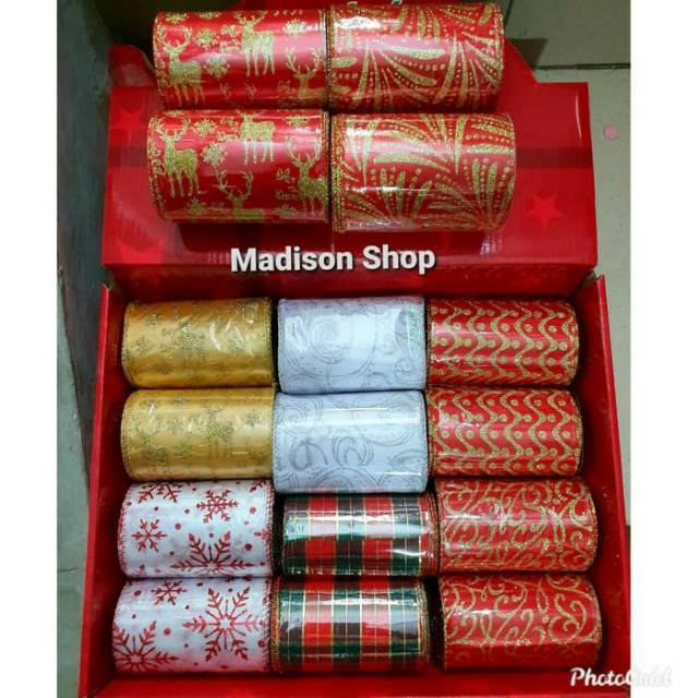 

Pita Natal Kawat 10 cm Pita Kain Ornamen Merry Christmas Murah Grosir