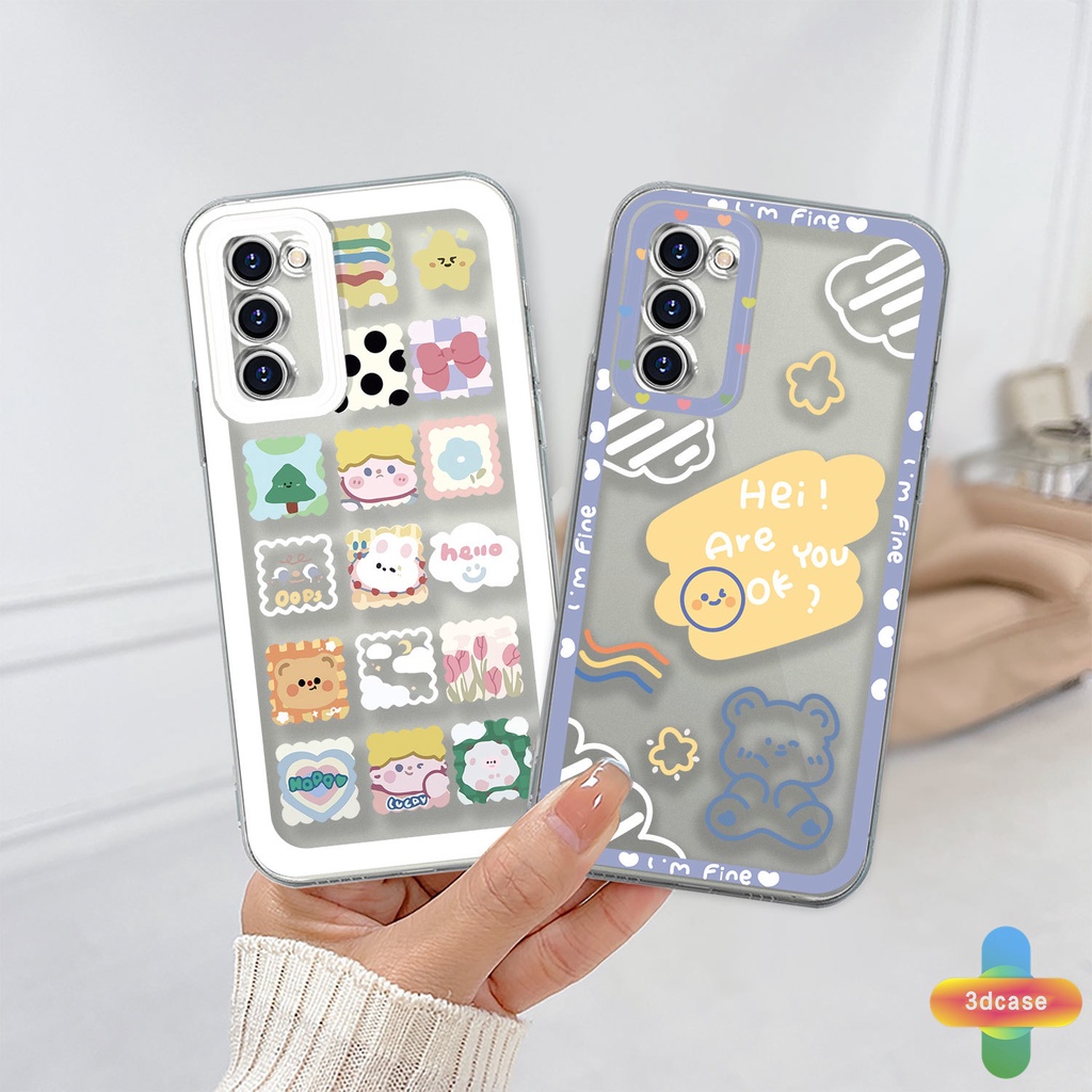 Case HP Samsung A32 A13 A23 A52 A12 A03 A51 A03S A10S A50 A20S J7 Prime A02S A20 A50S A10 A30S A52S A30 M12 M01S A125 F12 M10S M40S A515F A207F M02S A025 F02S 11 12 13  7 8 6 Plus Cute Cartoon Cloud  Bear Transparent Case