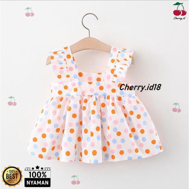 (6bln - 3thn) Dress Polkadot Rabbit / Dress Anak Polkadot Free Tas Kelinci / Dress Polka Anak Perempuan D46