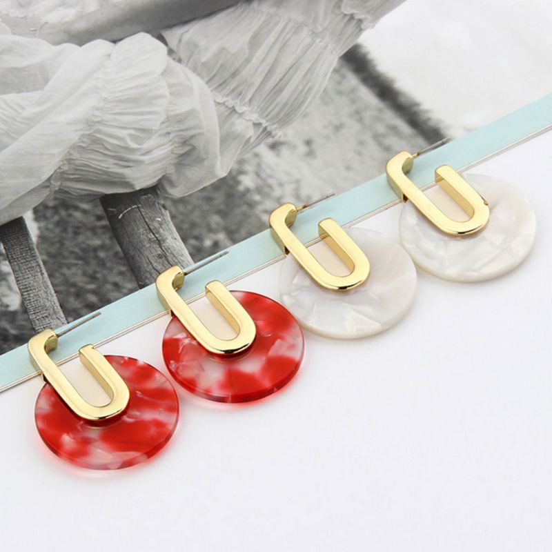 SIY  Acetate Earrings Acid Round Pendant Jewelry Fashion Vintage Personality Elegant