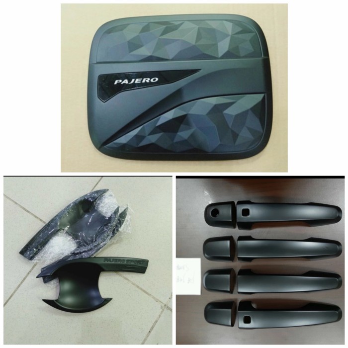 PAKET HANDLE COVER TANKI &amp; OUTER HITAM DOFF MOBIL ALL NEW PAJERO 2018-2021