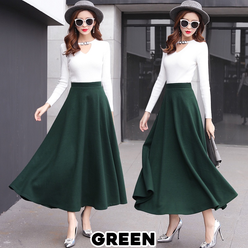 KARAKOREA 880 Sandra Maxi Pocket Skirt /Rok korean high waist/Scuba Premium/Rok panjang/Rok payung/Rok Lebar/Rok Scuba/Rok flare Rok Maxi Rok ngembang Rok kerja/Rok Muslim/Rok Polos/Rok Import/Rok korea