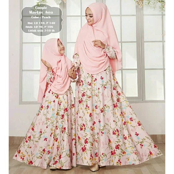 Unik Gamis Couple Ibu dan Anak Dress Muslim Couple Maxmara Max lux Asya Berkualitas