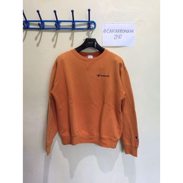 Sweater Crewneck Champion Miniscript Logo - Orange