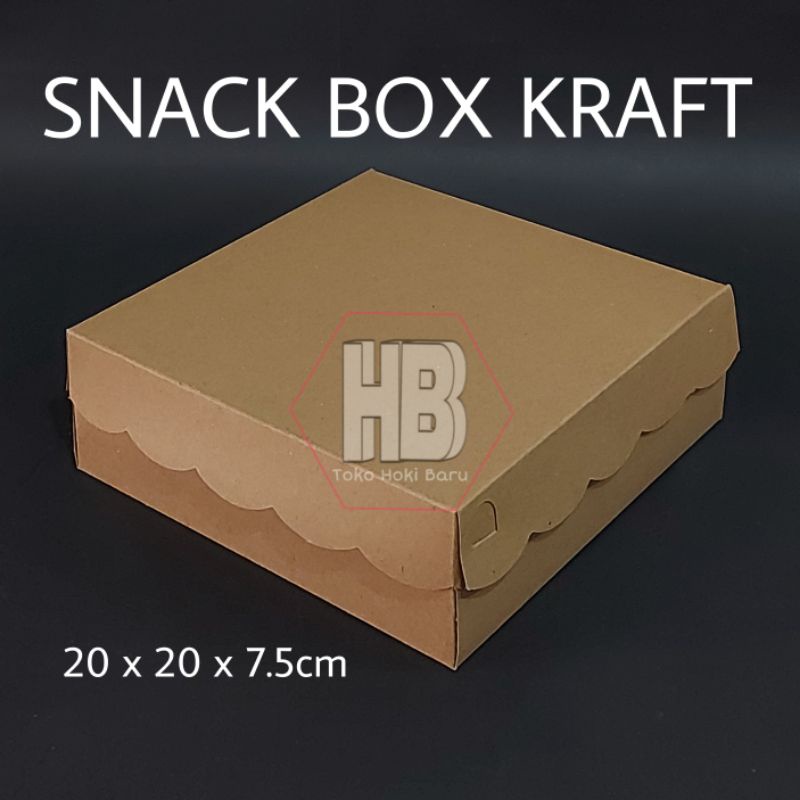 

[50 Pcs] BOX SNACK KRAFT 20x20 / DUS KOTAK KUE / KOTAK NASI CATERING COKLAT 310 GSM