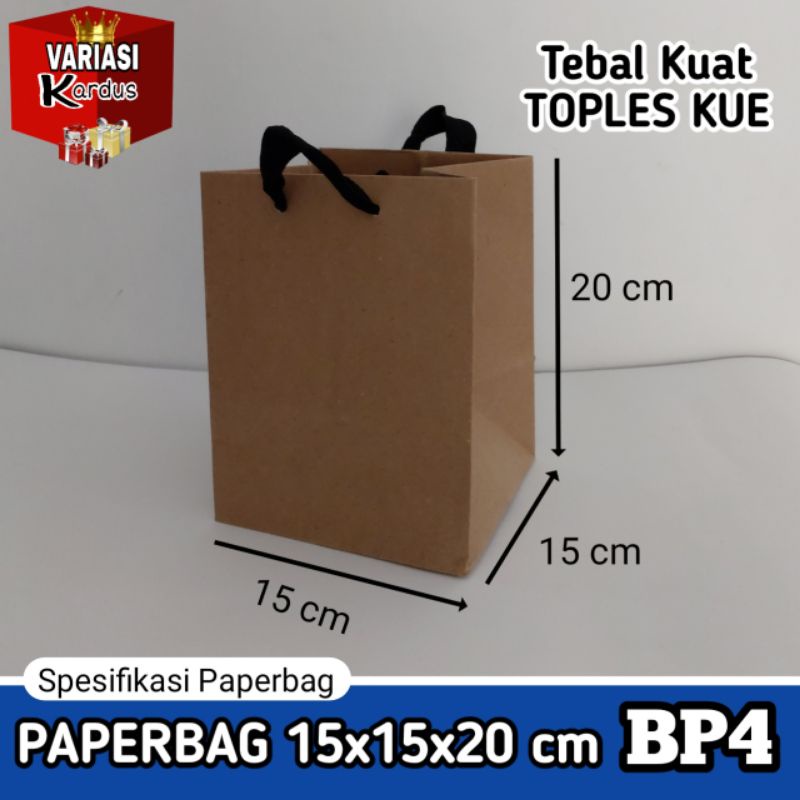 

ISI 12 BIJI PAPER BAG MURAH 15x15x20 BP4 TOPLES KUE | TAS KERTAS | PAPERBAG POLOS