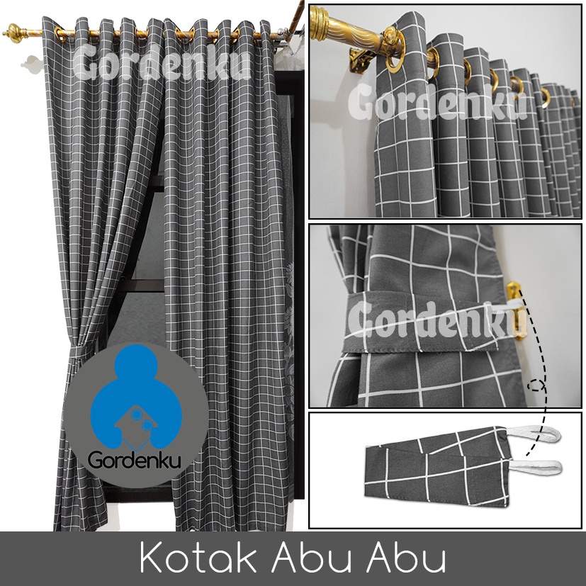 Gorden Jendela aesthetic gorden minimalis gorden polos gorden Smokering|gordeng murah|corak kotak