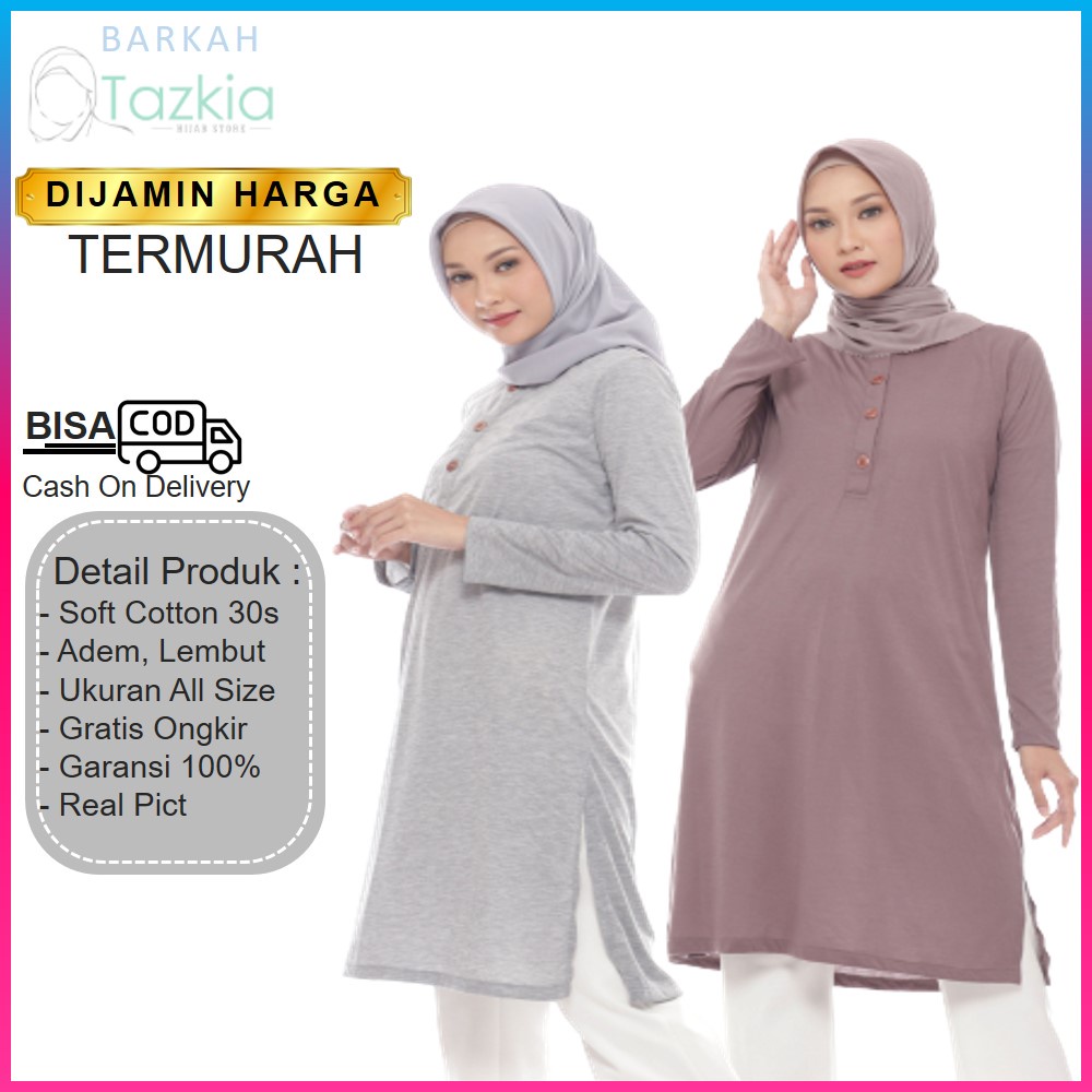 Pakaian Baju Tonik Atasan Muslim Tunic Wanita Dewasa Dress Long Daily Manset Tunik Fashion Muslim Le