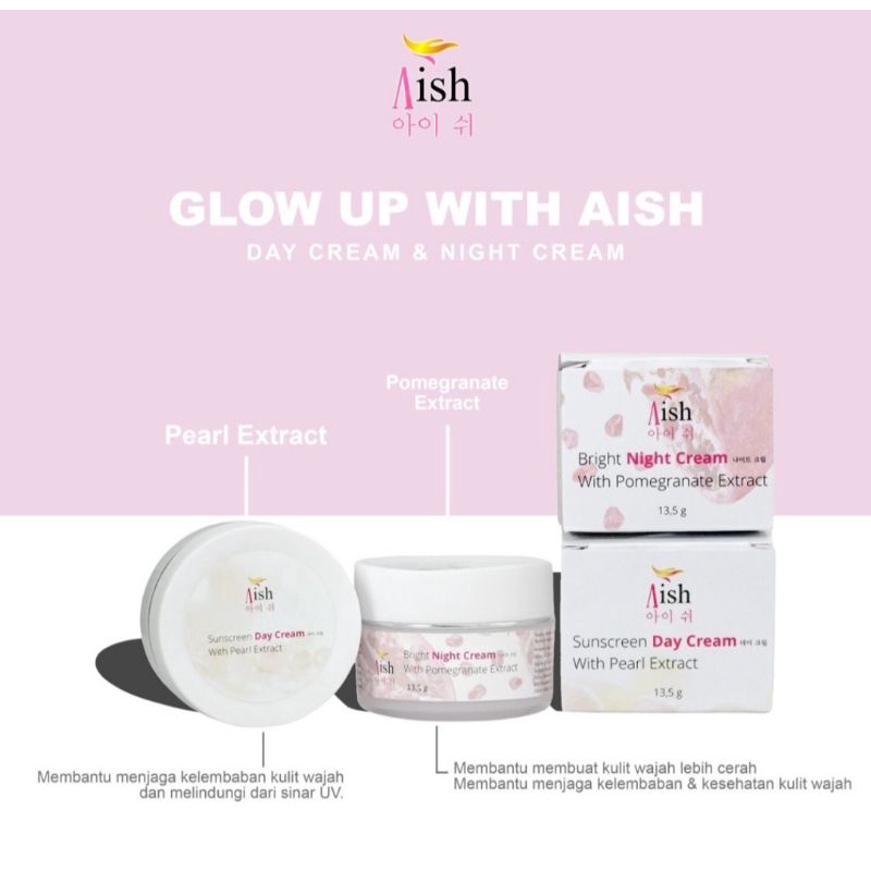 Aish Cream SunScreen Day dan Night Cream / Krim Siang Malam - 100% Original
