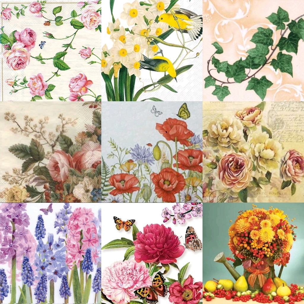 TISU NAPKIN DECOUPAGE EROPAH – Flower Motif W