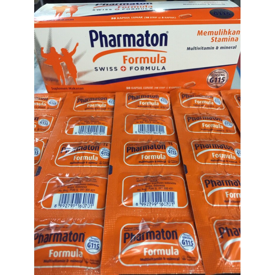 

Pharmaton Formula Strip Isi 5 Kapsul Lunak Peningkat Daya Tahan Tubuh dan Keperkasaan Lelaki