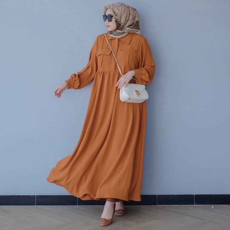 DYN Basic Gaia Dress - Gamis Wanita Simple - Busui Friendly-3