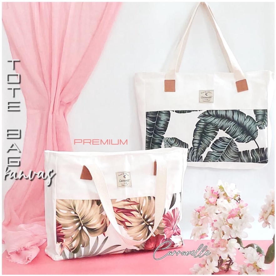 Tas Kanvas Totebag Custom Resleting Untuk Kuliah Belanja Seminar Souvenir Bisa Custom Sablon