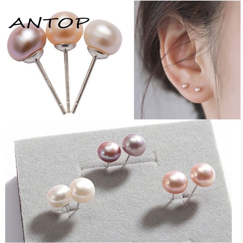 Fashion Jarum Perak Sederhana Dan Serbaguna Anting Mutiara Party Gift Girlfriend Gift ANTOP