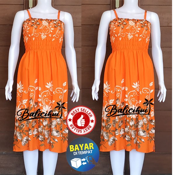 Balicihui Dress Kerut Panjang Tali Dress Kerut Dada