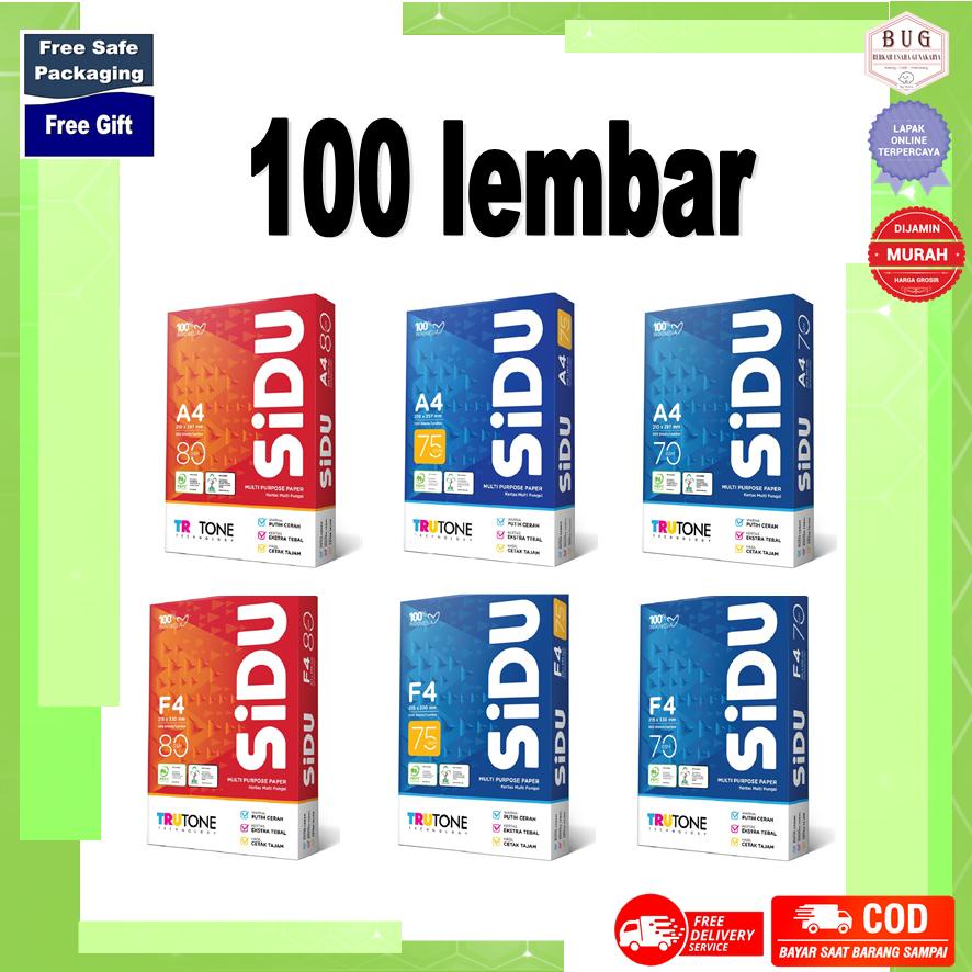 

(100 lembar - READY) Kertas HVS Sidu A4 dan F4 70, 75, 80 GSM