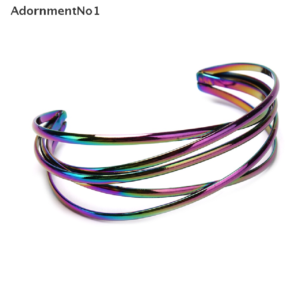 (AdornmentNo1) Gelang Tangan Terbuka Gaya Punk Vintage Multilayer Motif Geometri Aksen Hollow Untuk Wanita