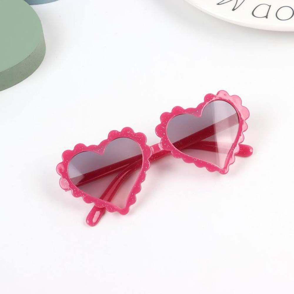 Mxbeauty Kacamata Hitam Anak-Anak Lucu Luar Ruangan Kacamata Matahari Anti-UV Pelindung Mata Peach Hati Heart Shaped Children Sunglasses