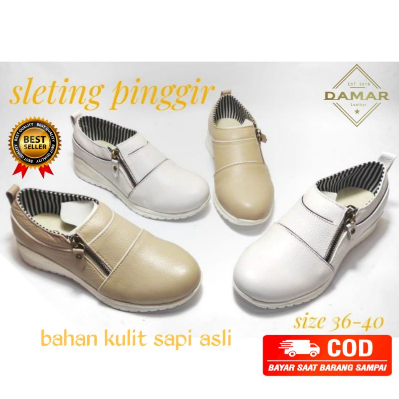 Sepatu Kulit Sleting Pinggir Sepatu Cewek Papirut Cewek Asli Kulit Sapi Kerajinan Asli Sukaregang Ga