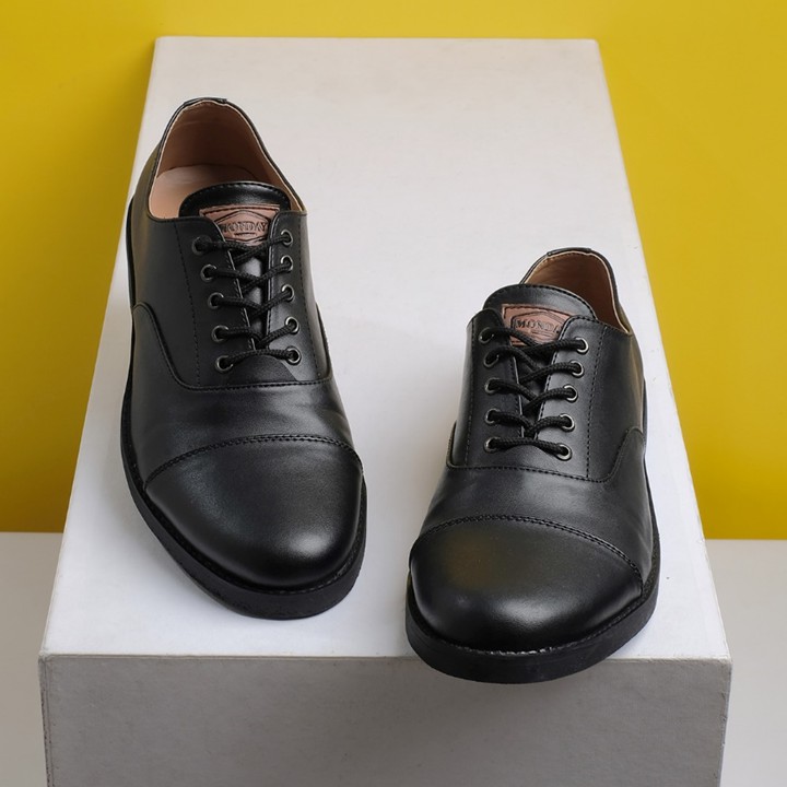 Oxford Full Black - Sepatu Pantofel Pria Kulit Formal Kantor Kasual Kerja Kuliah Oxford - Pantopel