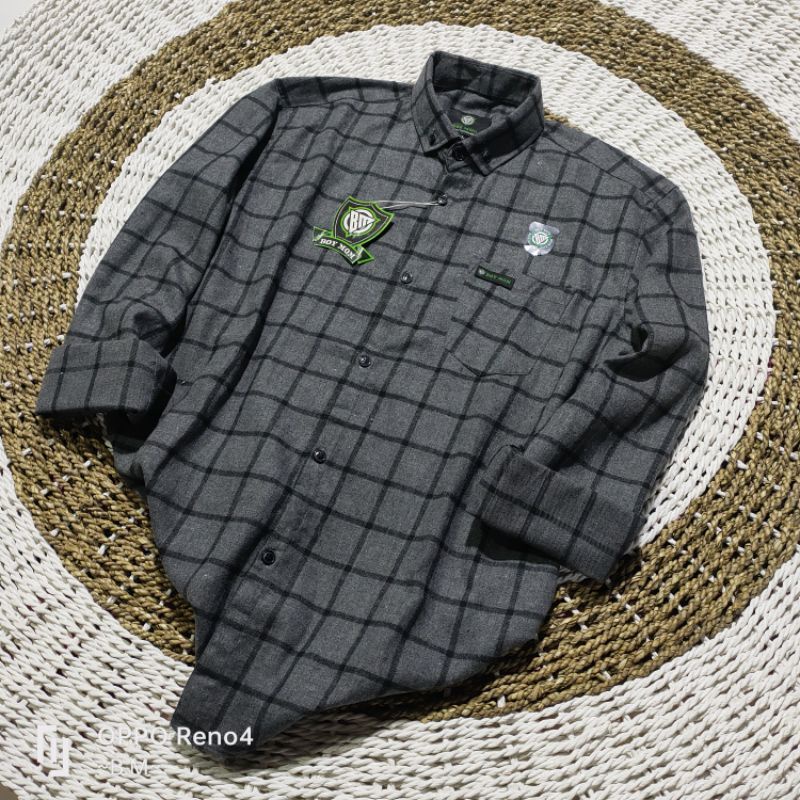 KEMEJA FLANEL ABU GARIS HITAM PANJANG LIMITED EDITION