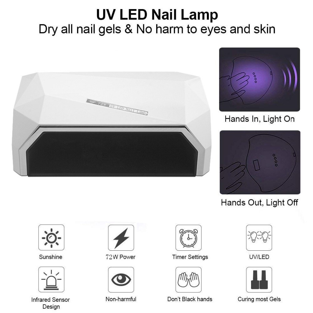 72W UV Lamp Gel Nail Lamp LED With Two Hands / Pengering Kutek Gel Nail Dryer Dua Tangan #912