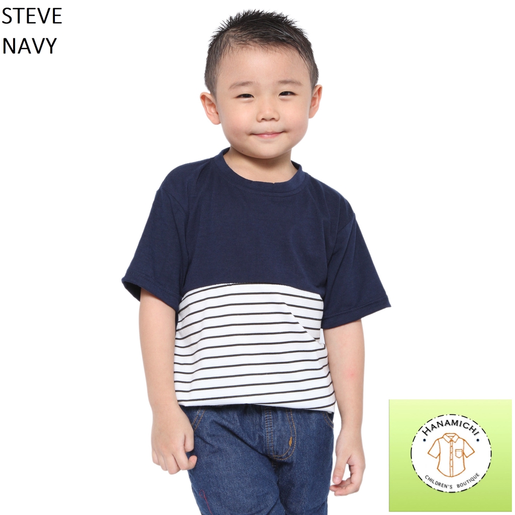 Hanamichi STEVE Kaos  Anak Motif Salur Lengan Pendek