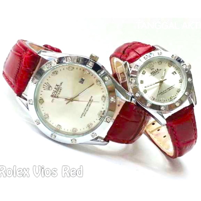 WBS Jam Tangan Couple Rolex Kulit Vios Pria Wanita Tanggal Murah Import Grosir Premium RX001-3