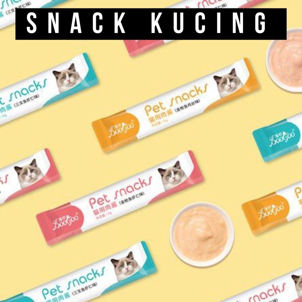 SNACK KUCING - Makanan Kucing Camilan Kucing Snack Kucing BooGoo Kucing 15 gr Salmon Ayam Tuna FEZONE