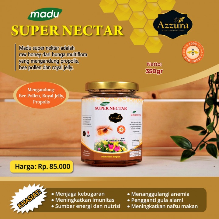 

Madu Super Nectar Murni Asli 350gr Kaya Akan Propolis Bee Pollen Dan Royal Jelly