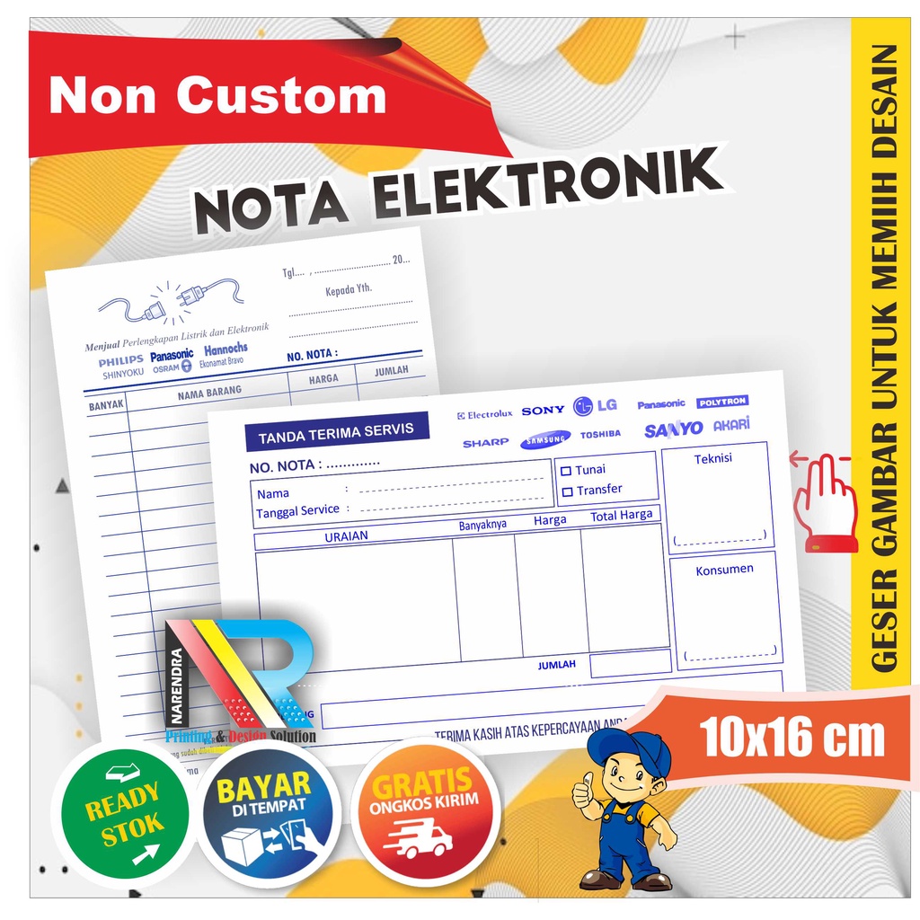 

Nota Servis Elektronik | Nota Toko Alat Listrik | Siap Pakai | Nota Polos | Diskon!