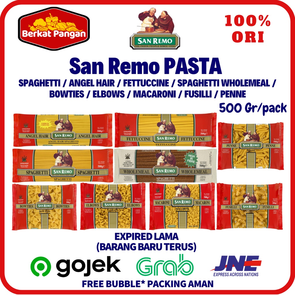 San Remo Pasta SpaghettI Fettucine Bowties Fusilli Elbow Macaroni 500g