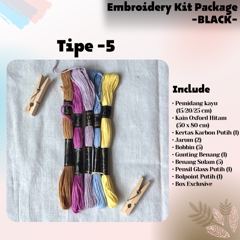 Embroidery Kit Package -Black- / Paket Sulam Benang / Sulam Tangan Termurah