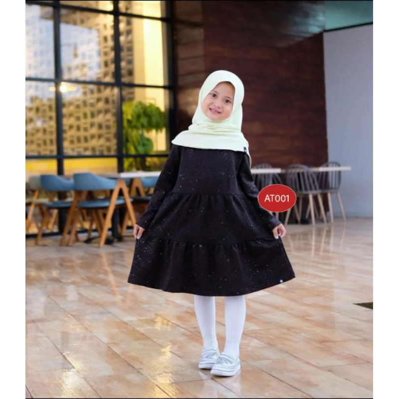 Tunik Basic Hitam blink-blink glitters by Afrakids AT001 AT002 AT003