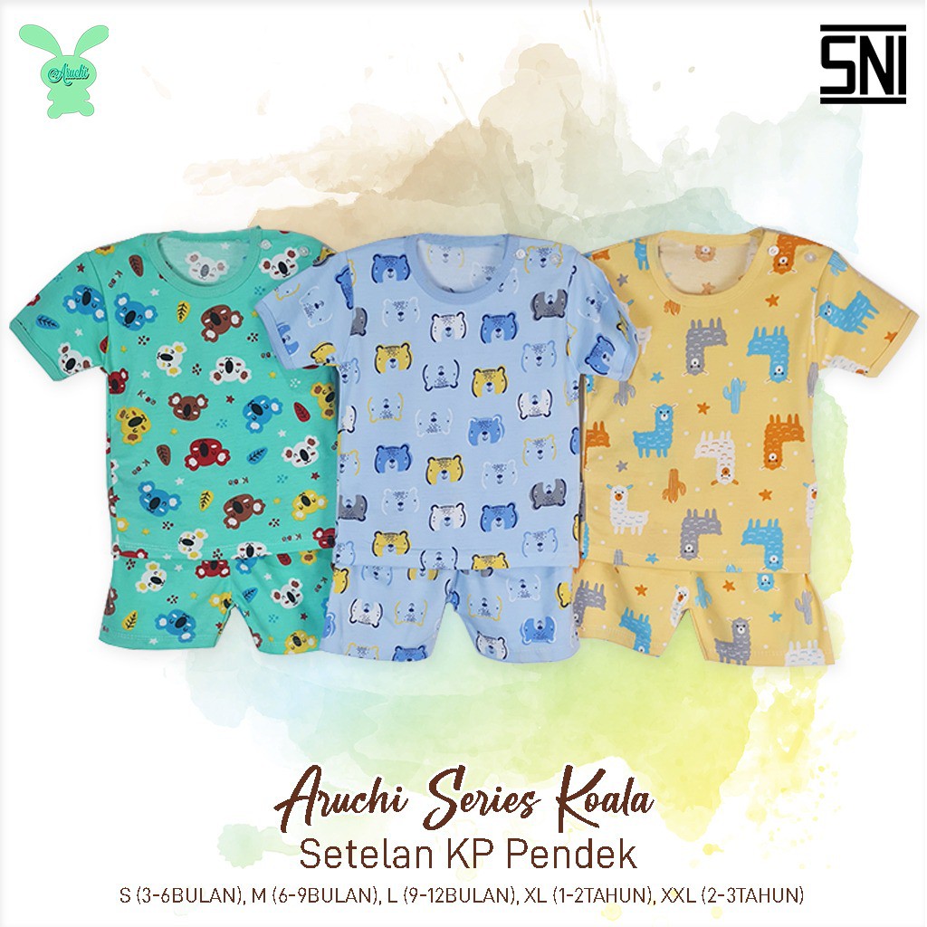 Baju Bayi Aruchi Oblong Kancing Pundak Motif Koala Piyama Aruchi