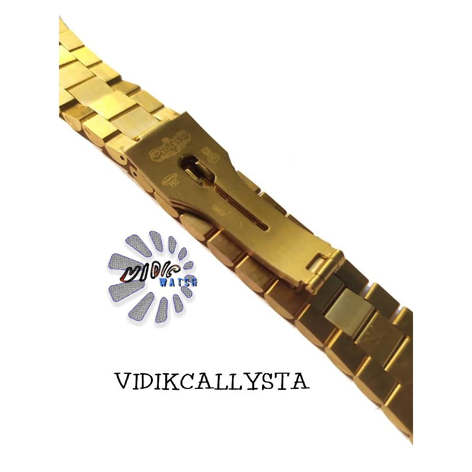 Tali Strap Rantai Rolex 20mm Stainless steel Jam Rolex President Gold