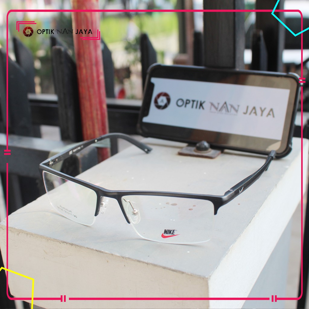 PREMIUM ( Gratis Lensa ) Frame Kacamata Nike Sport 185 Half Frame Casual