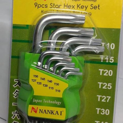 KUNCI L BINTANG LUBANG PENDEK SHORT TORX KEY SET 9 BAUT REM SEPEDA