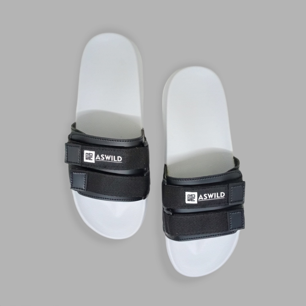 Sandal Pria Slide Aswild Store - Mono White Black