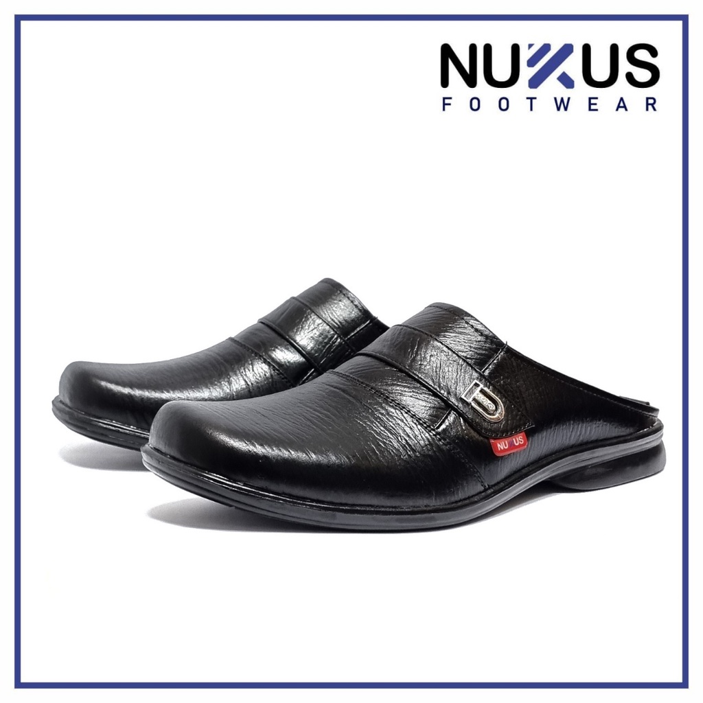 Nukus Sandal Selop Pria Kulit Asli Hitam - SL 61