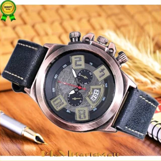 Jam Tangan Pria Kekinian Original Garansi Jam Kulit Asli Black