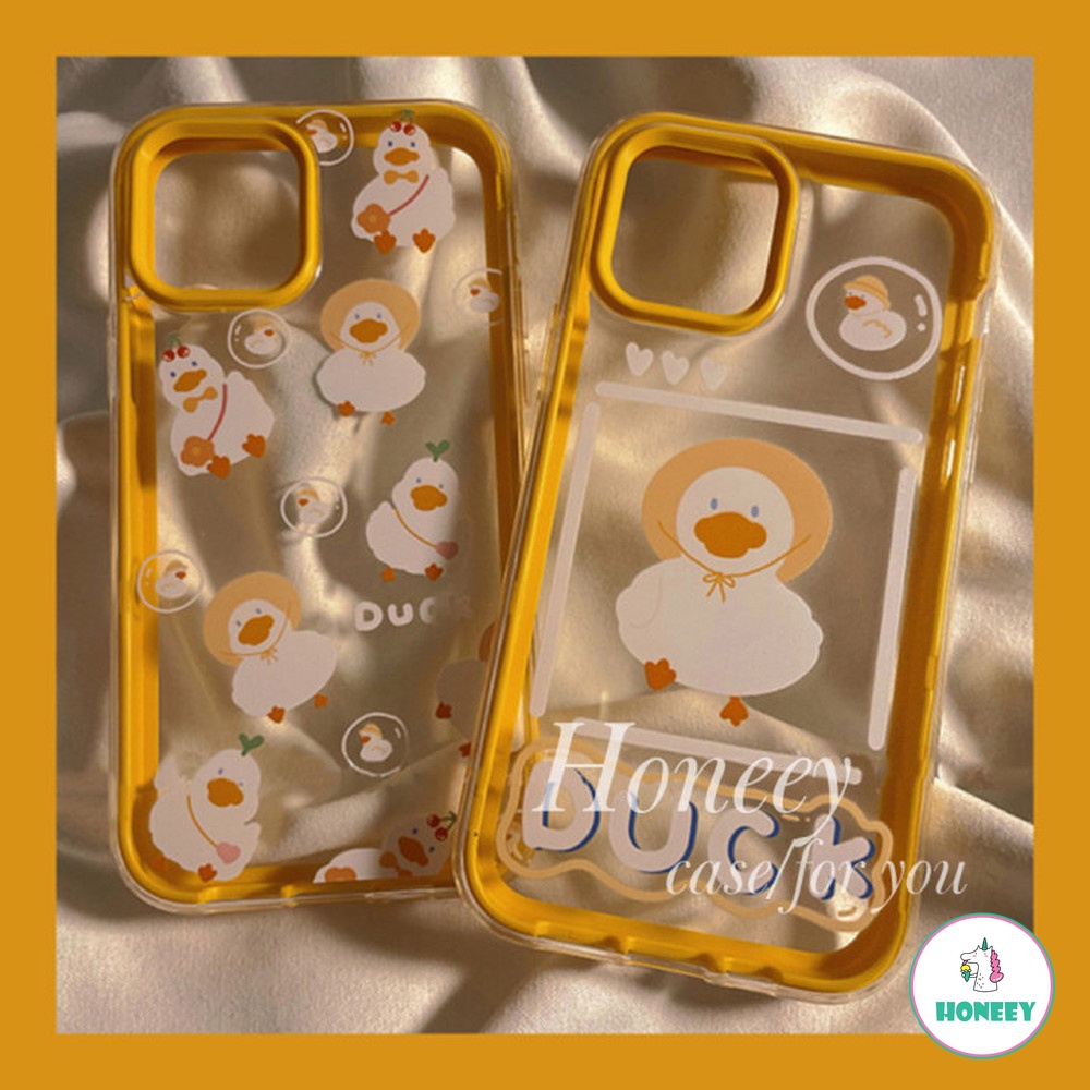 3in1 Soft Case TPU Motif Kartun Bebek Untuk Iphone Xr 7Plus 8Plus X XS 14 13 11 12 Pro Max