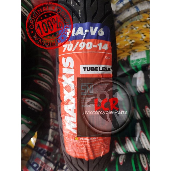 [𝗔𝗦𝗟𝗜 𝟭𝟬𝟬%] Ban Luar Tubeless 70/90-14 Maxxis MA-V6 250-14 Matic Depan Tubles Metik 70 90 14 Maxis S