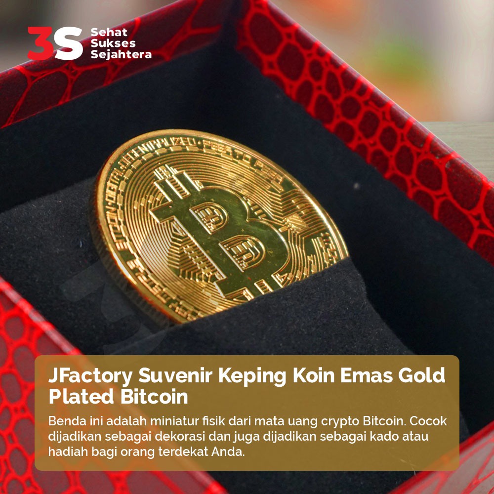 Wajib Punya  JFactory Suvenir Keping Koin Emas Gold Plated Bitcoin