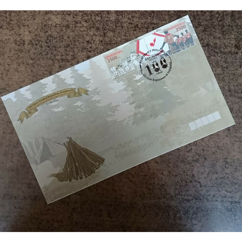 

Sampul Hari Pertama Prangko Perangko Pramuka Indonesia seri 100 Tahun Gerakan Kepanduan di Indonesia Tahun 2012